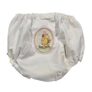 New ICM LP 3 Double Seat Panty White Winnie the Pooh Embroidered Baby Bloomers